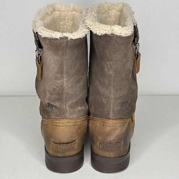 SOREL Boots Womens Sz 8 Tan Emelie Foldover Quarry Shear Lined Waterproof rustic - Picture 2 of 10